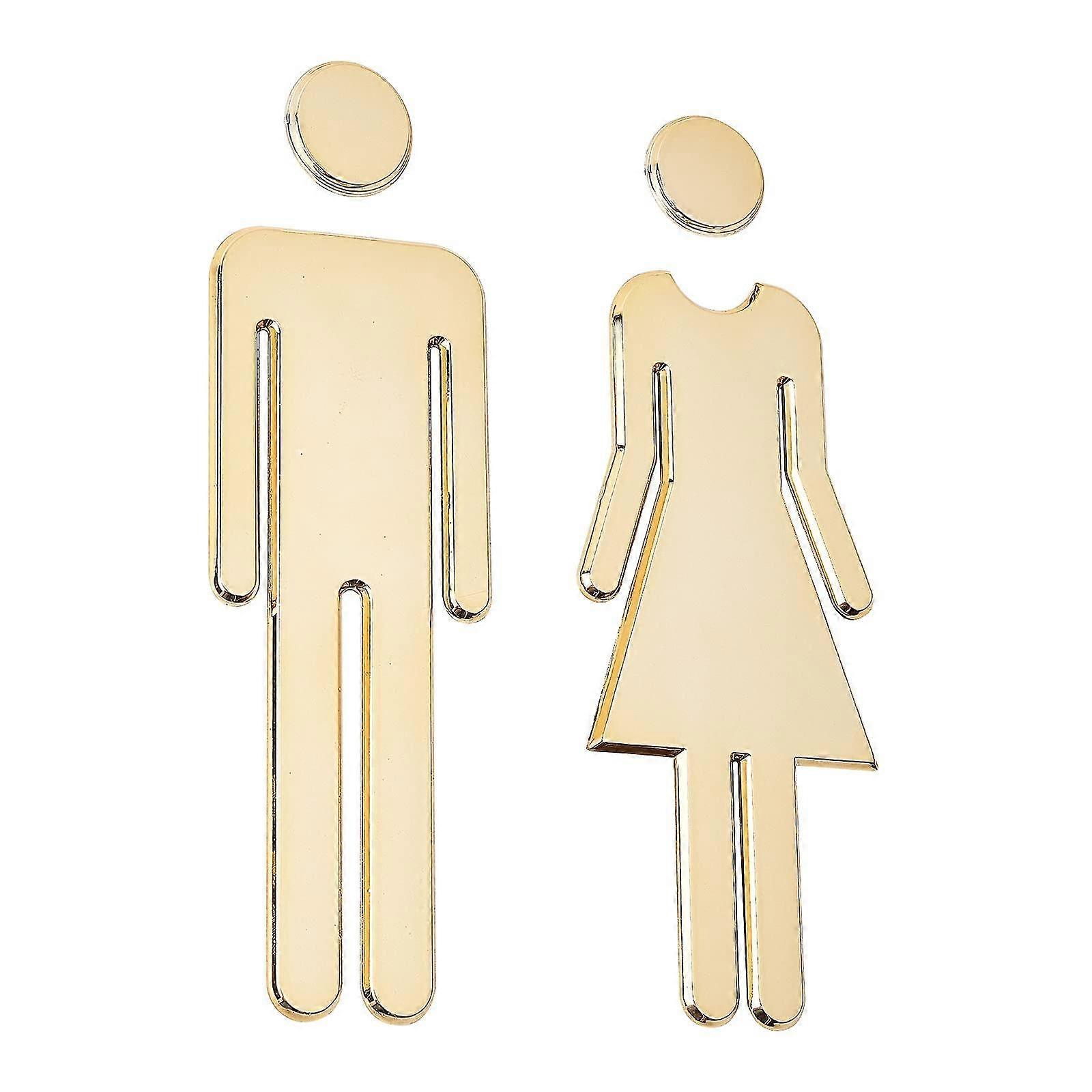 レディース&メンズ自己接着式トイレドアサイン、自宅、ホテル、オフィス、ショップ、駐車場、レストラン(ゴールド)のバスルームドアサイン8700521929195