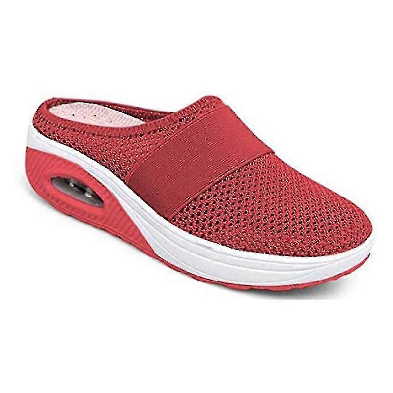 Women's Slip-on Walking Shoes With Air Cushion Shock-proof Mesh Upper Platform