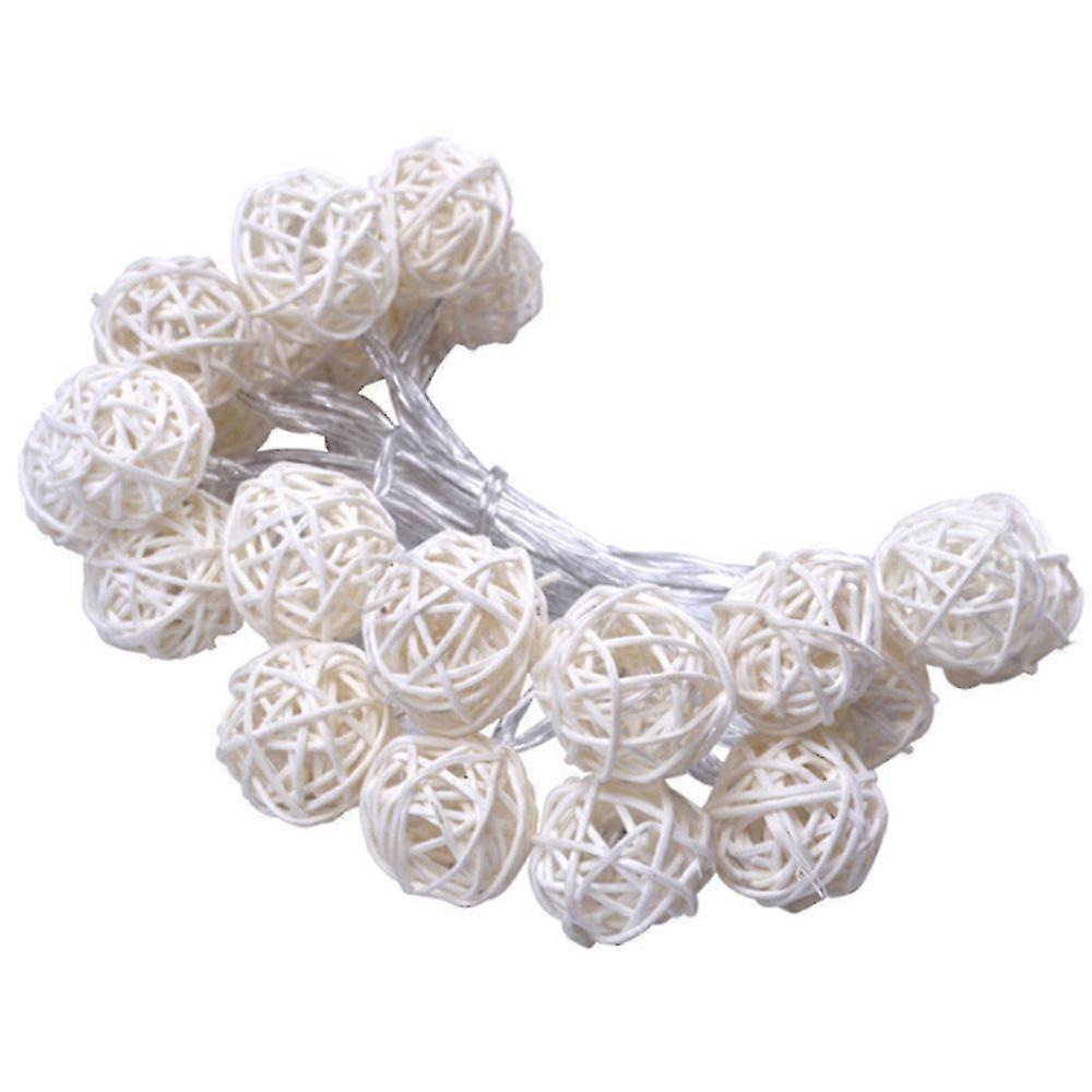 10 Lights, Natural Rattan String Lights, Battery Powered For Patio, Wedding, Garden And Party