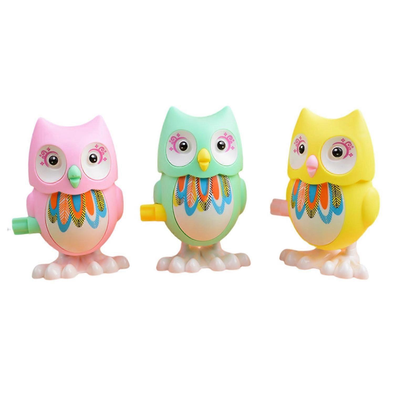 Owl Clockwork Toy Battery-Free Colorful Cute Walking Owl Nostalgic Style Entertainment Plastic