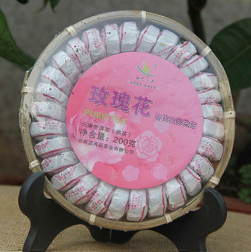 Hongyuan Thee Pu'er Thee Mini Tuo Thee [Rose Tuo] Gekookte Thee 200g In Bamboe Ingepakt