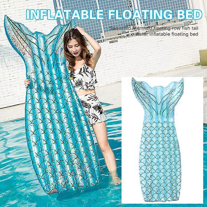 Inflatable Sequin Floating Row Creative Fish Tail Lounge Chair Portable Reusable Floating Bed Water Entertainment Toys New