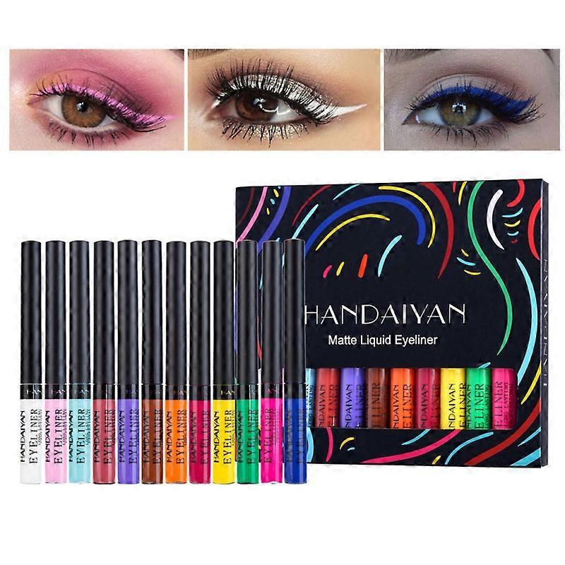 12 Colors Matte Colorful Liquid Eyeliner Set Color Gel Eyeliners Waterproof