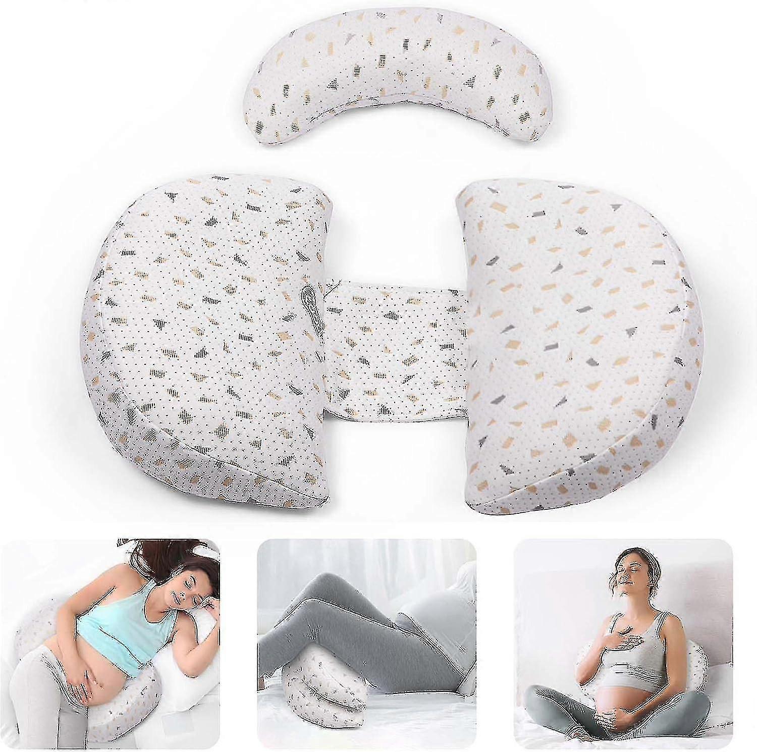 Pregnancy Pillow, Stepped Wedge Maternity Pillow With Adjustable, Removable, Washable Pillowcase, Abdominal Support Pad