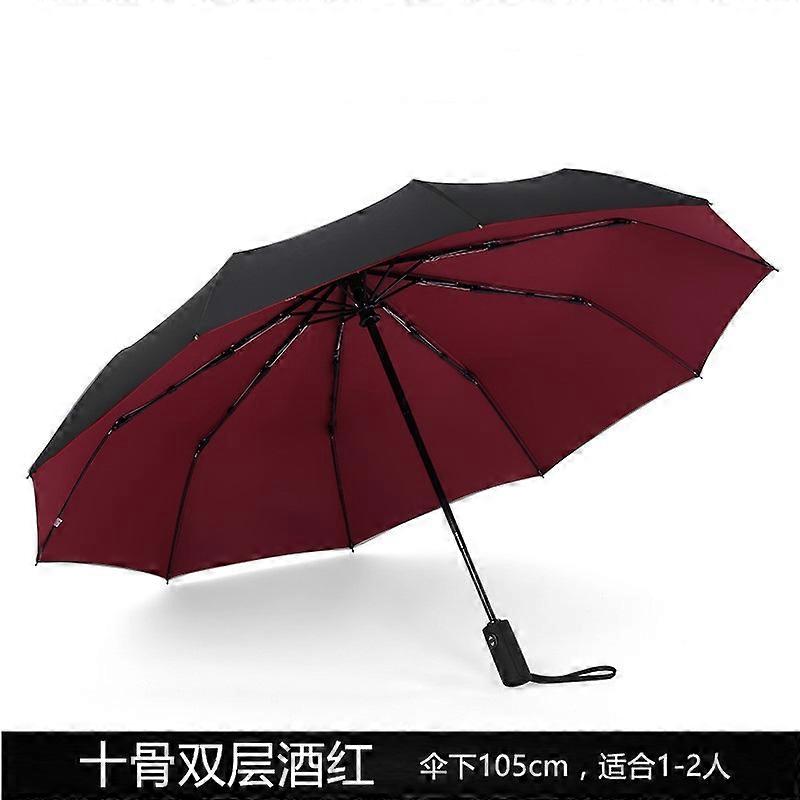 Automatic Double Layer Folding Umbrella Windproof Rain Wind Resistant Trip Sun Ten Bone Umbrellas Large Rain Business Parasol