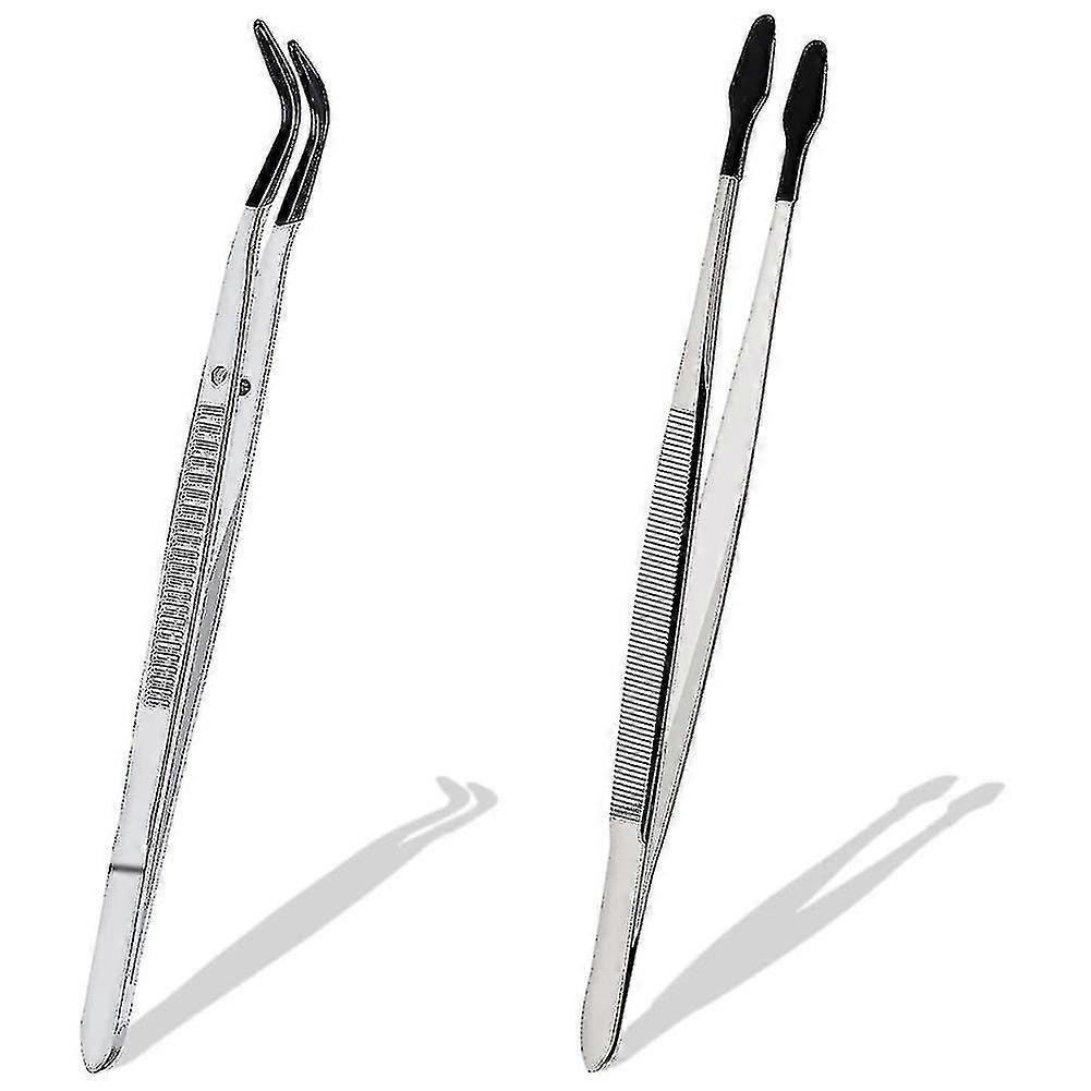 Two 15cm Rubber Tip Tweezers Sets For Process Laboratory PXCL