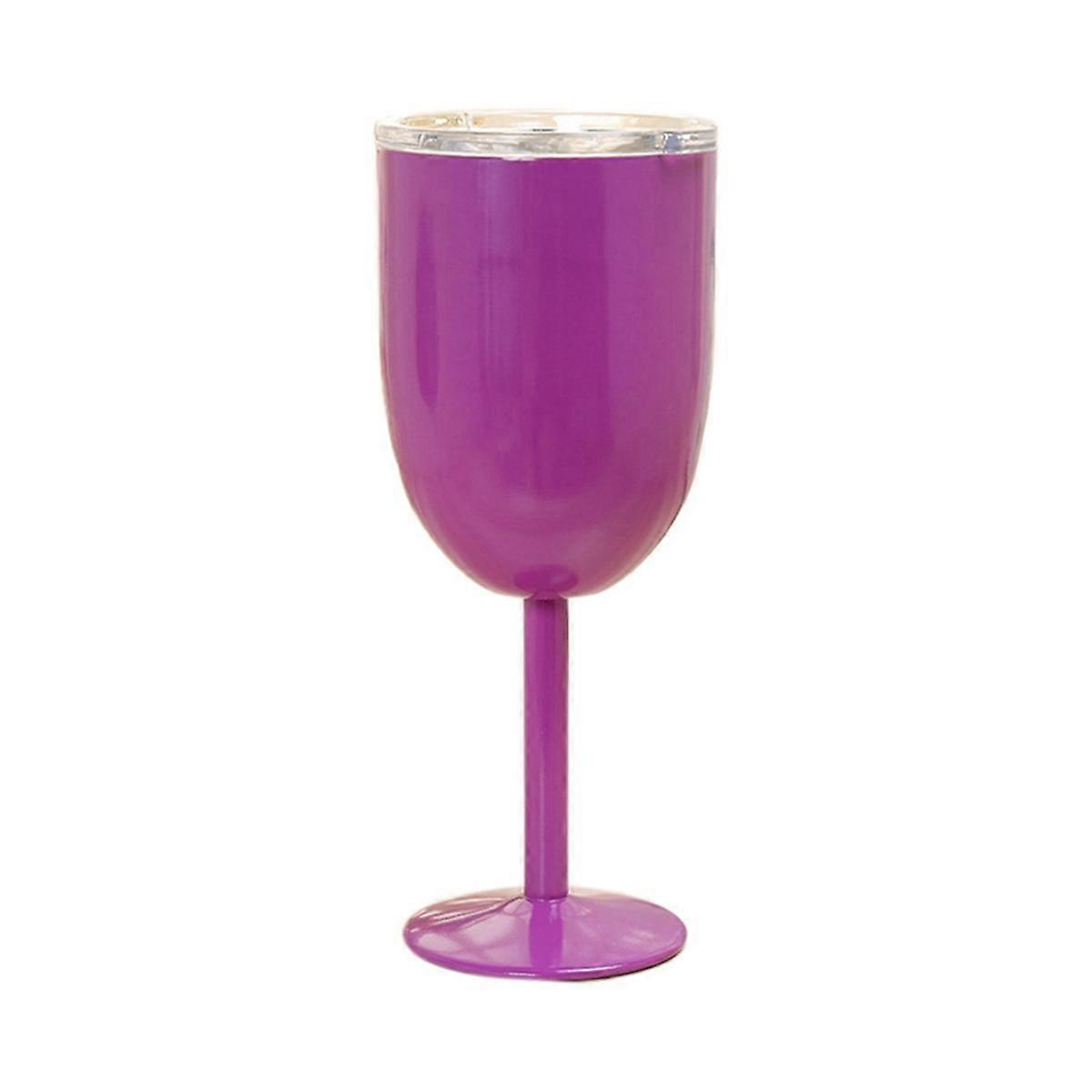Wine Glass Stainless Steel Double Layer Goblet Color Large Capacity Tumbler Resistant Wine Cup Purple