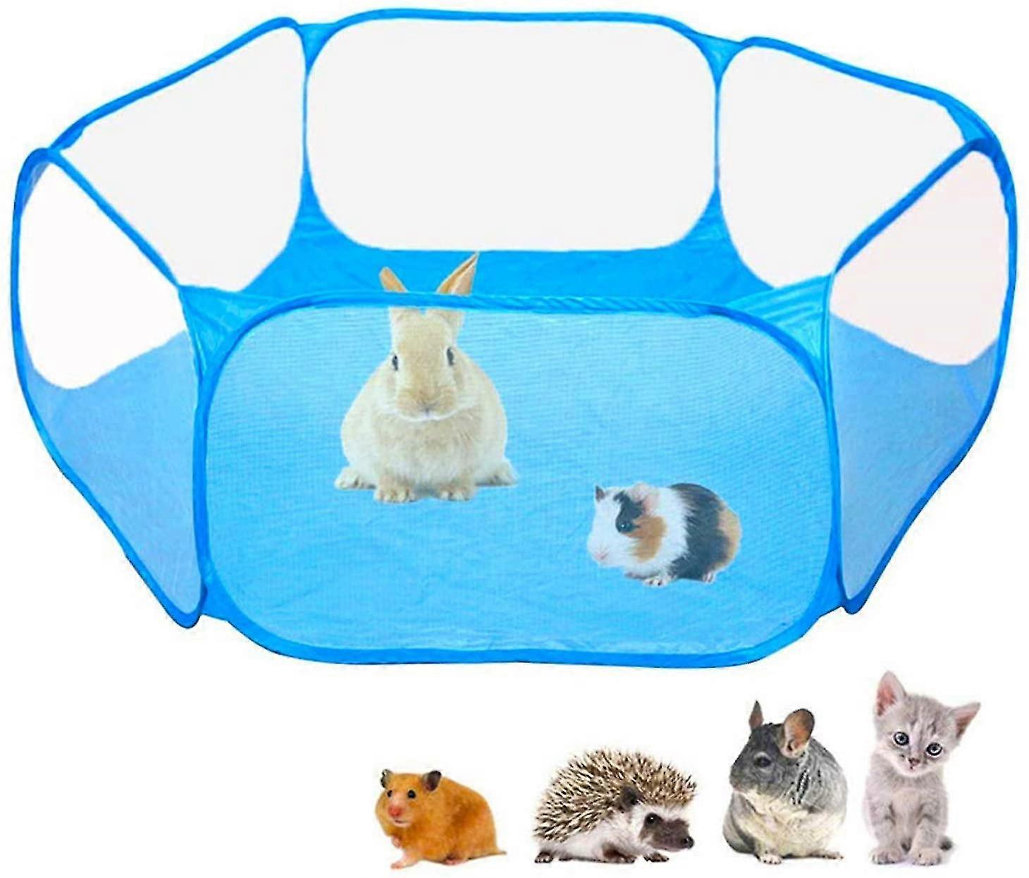Foldable Indoor Outdoor Pet Playpen, Macllar Pet Playpen Cage For Guinea Pig, Hamster, Rabbit, Rat, Pigs Run Portable (blue)