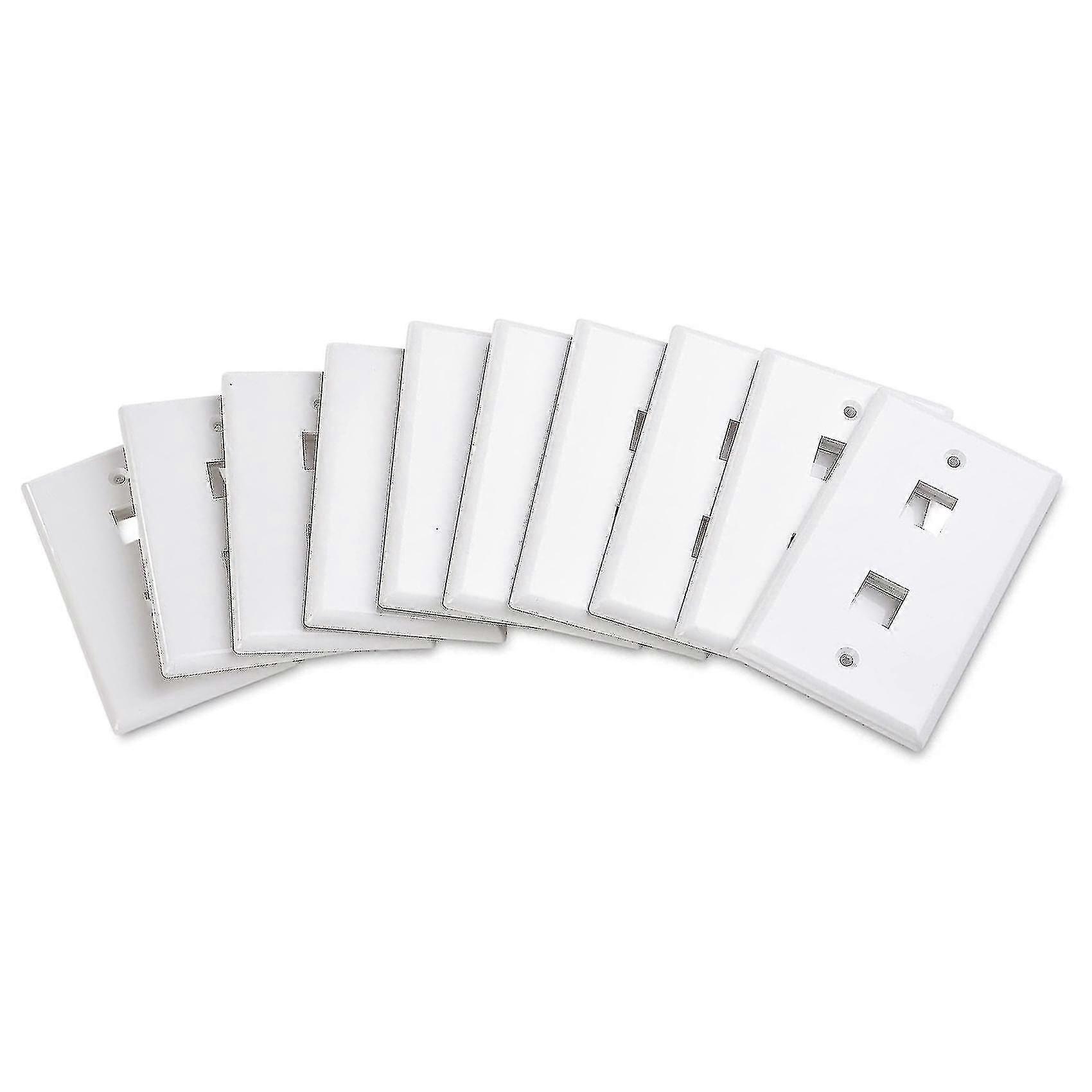 10er-Pack Low Profile 2-Port Keystone Jack Wandplatte in Weiß