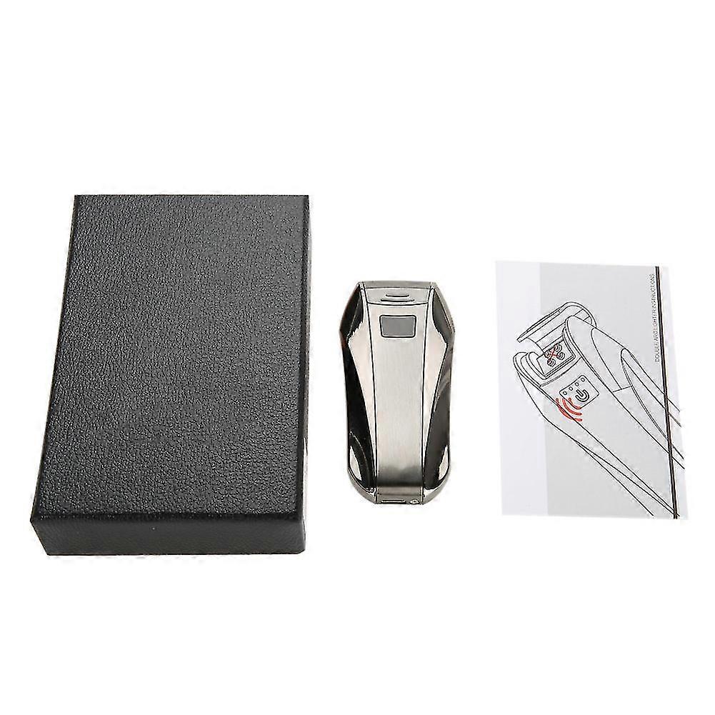 Black USB Rechargeable Windproof Cigarette Lighter with Fingerprint Sensor and Power Display