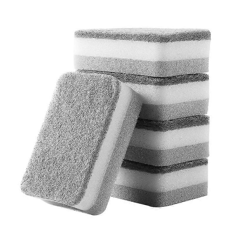 5Pcs/Set Household Double Side Three Layer Sponge Cleaning Scouring Pads Wipes