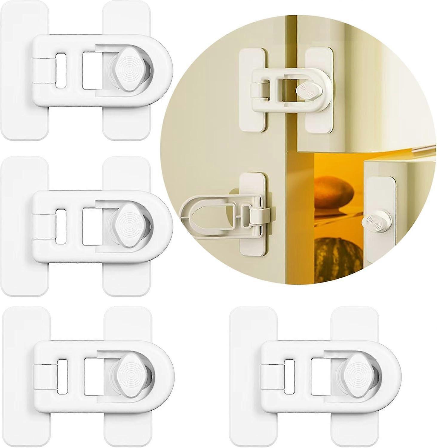 Pack Child Safety Refrigerator Door Lock, for Refrigerators, Freezers and Cabinets, Using Adhesive - No Tools or Drills Required (White)