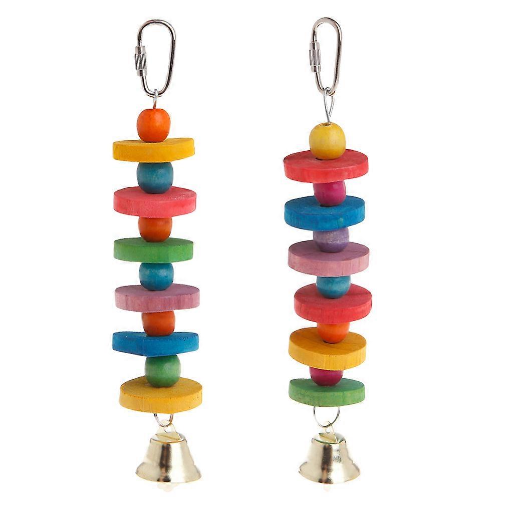 Parrot Chew Strands Bite Teeth Molar Wooden Colorful Beads Ball Bell Sound Attra