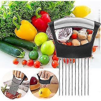 Onion Holder Slicer Tool - Stainless Steel Veggie Gripper For Cutting Onions, Tomatoes, Lemons