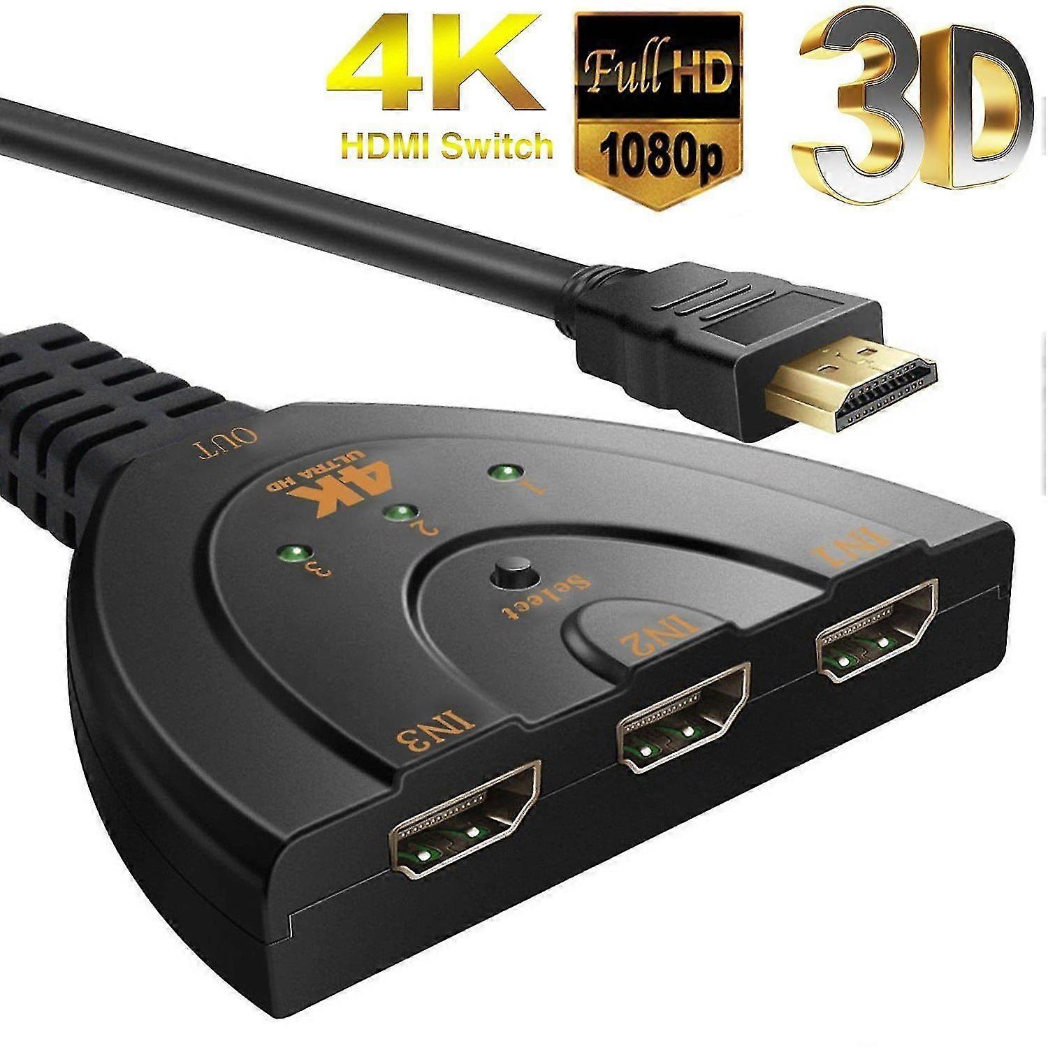4K x 2K HDMI Switch 1.4b 4K Switcher HDMI Splitter 3 in 1 out Port Hub