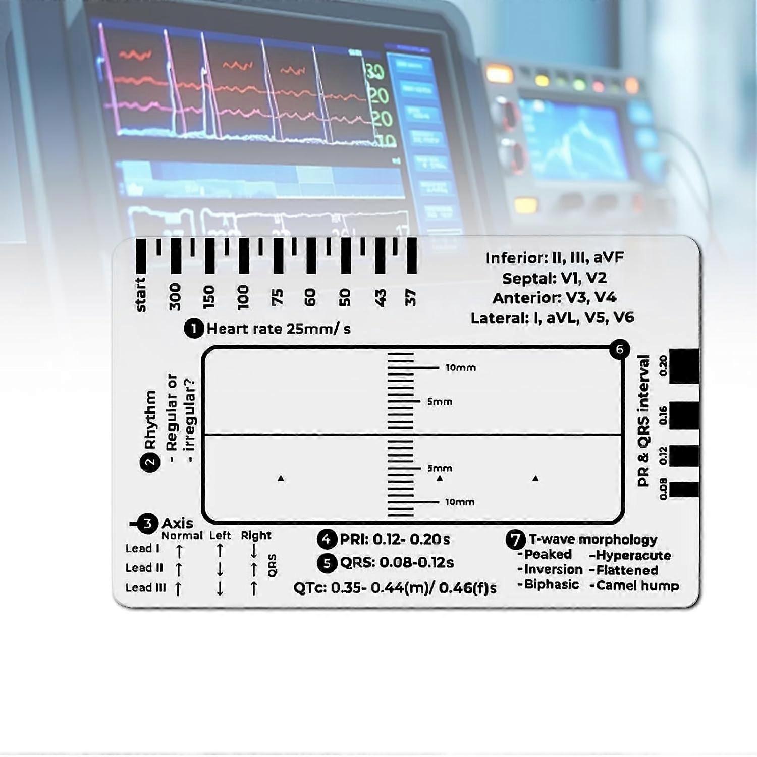 ECG 7 Step Ruler, ECG Ruler Plastic Ruler Measuring Tool