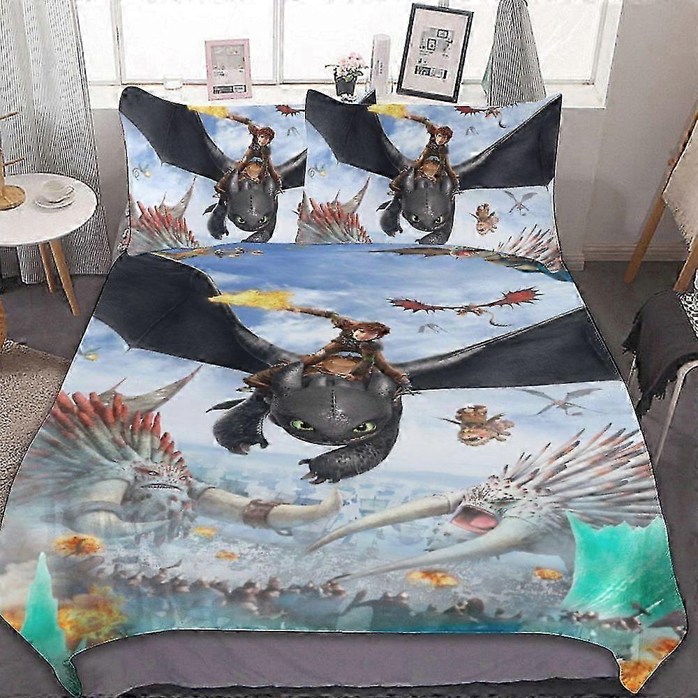 Bedding set BM How to Train Your Dragon -Piece Bedding Set Duvet Cover Set Soft Warm And Comfortable Soft Bed Set with