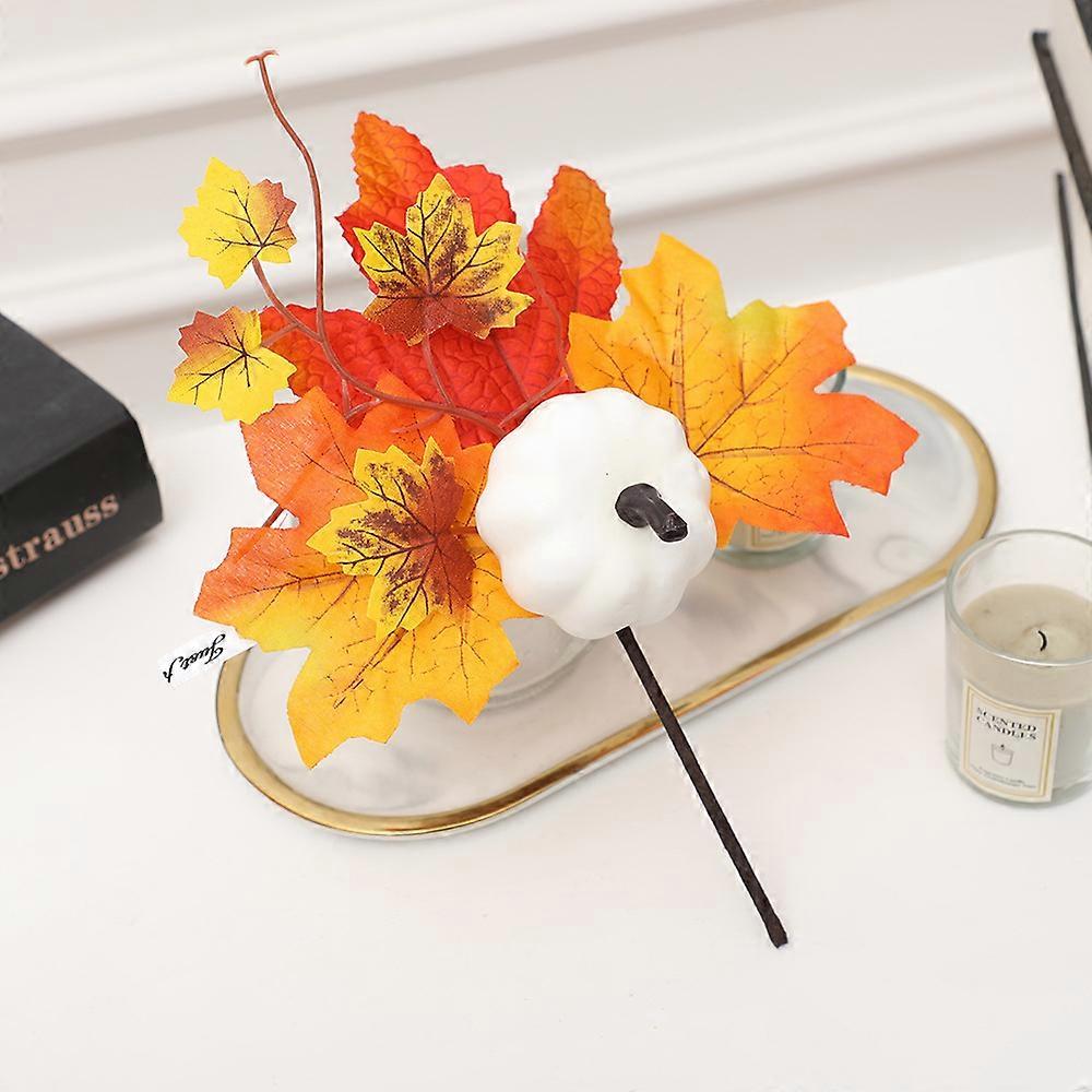 Harvest Fall Decor Artificial Pumpkin Maple Leaf Berry Branches Ornament Simulation Decoration Props Autumn Window Centerpieces