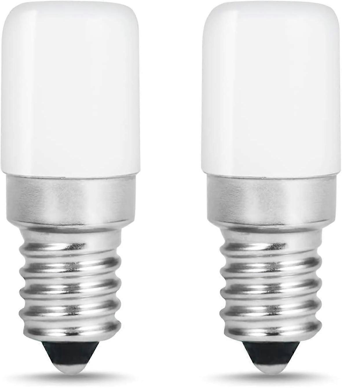 Pack of 2 E14 Lamp 85-265V 2W LED Light Bulb for Refrigerator - Power Equivalent to a 15 Watt Lamp, Cool White - 6500K