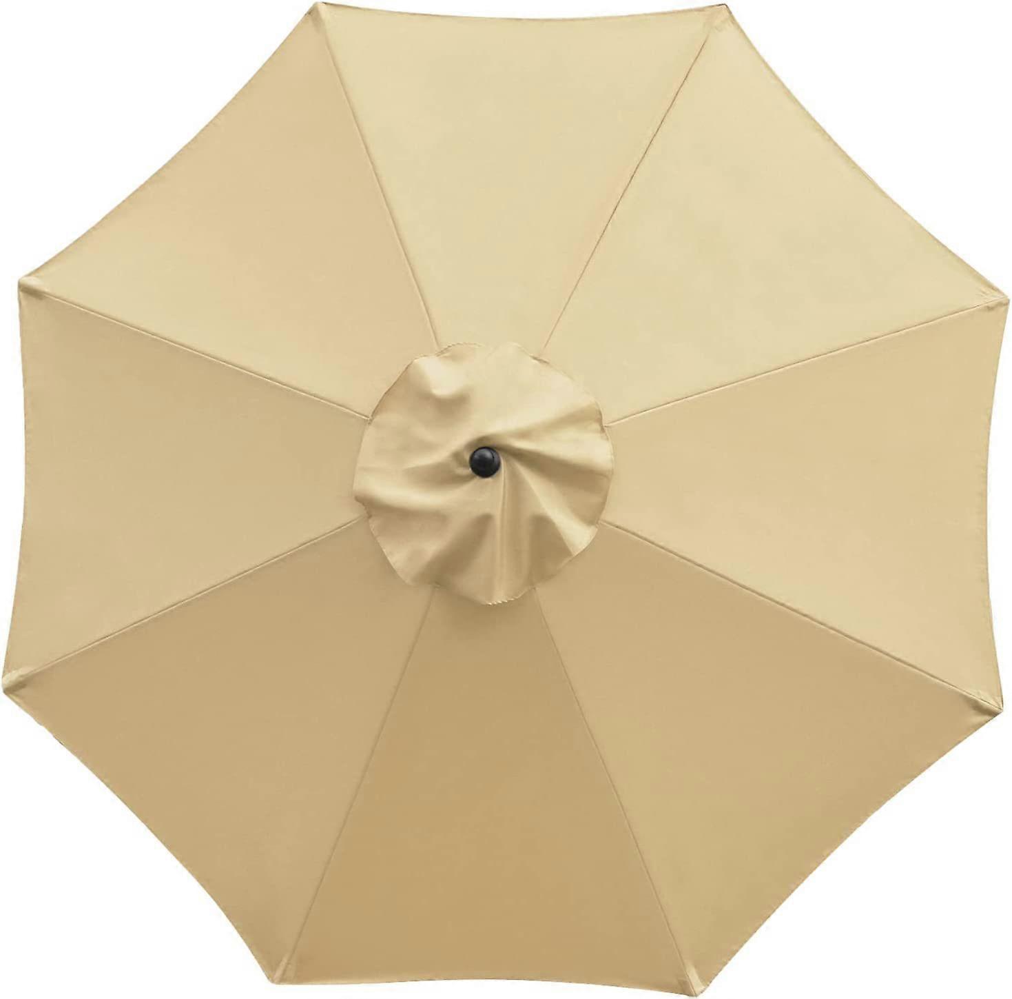 Khaki Replacement Cover for Parasol, 8 Ribs, 3 m, Waterproof, Anti-UV, Replacement Fabric