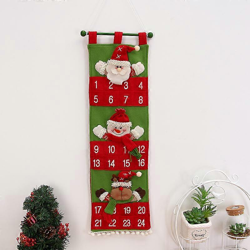 Christmas Cloth Advent Calendar (Green),Hanging Cloth Advent Calendar,Hanging Christmas Cloth Tree,Christmas Hanging Ornaments,Decoration