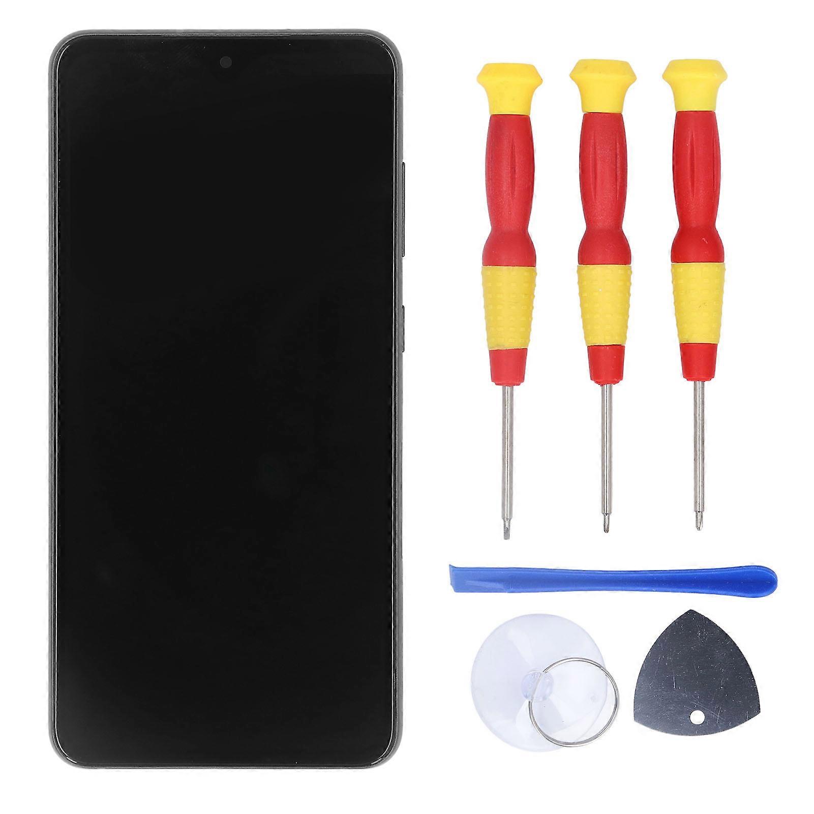 Phone Screen Replacement Kit Black with Frame Repairing Tools Phone Screen Digitizer Assembly for S21 FE US Version G990U