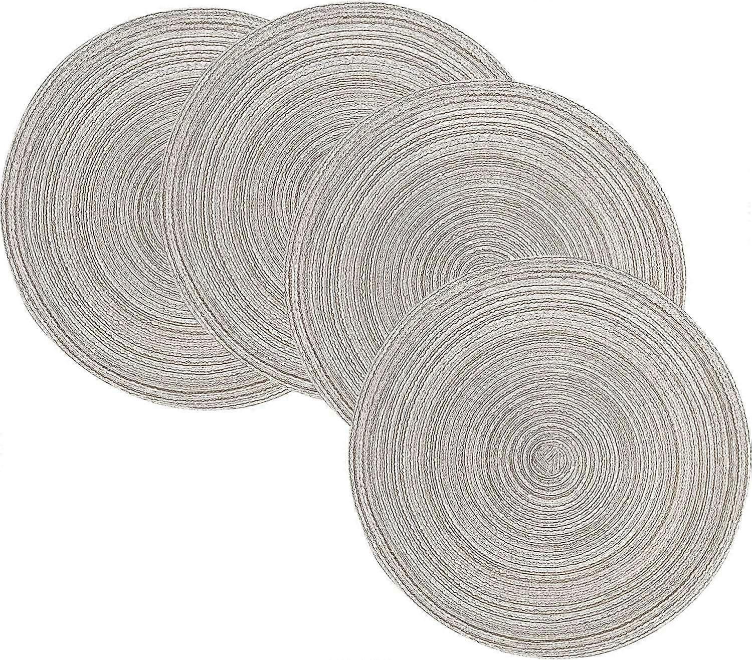 4pcs sets de table table, sets de table tressés ronds, tapis de table tissés à la main de 15 pouces