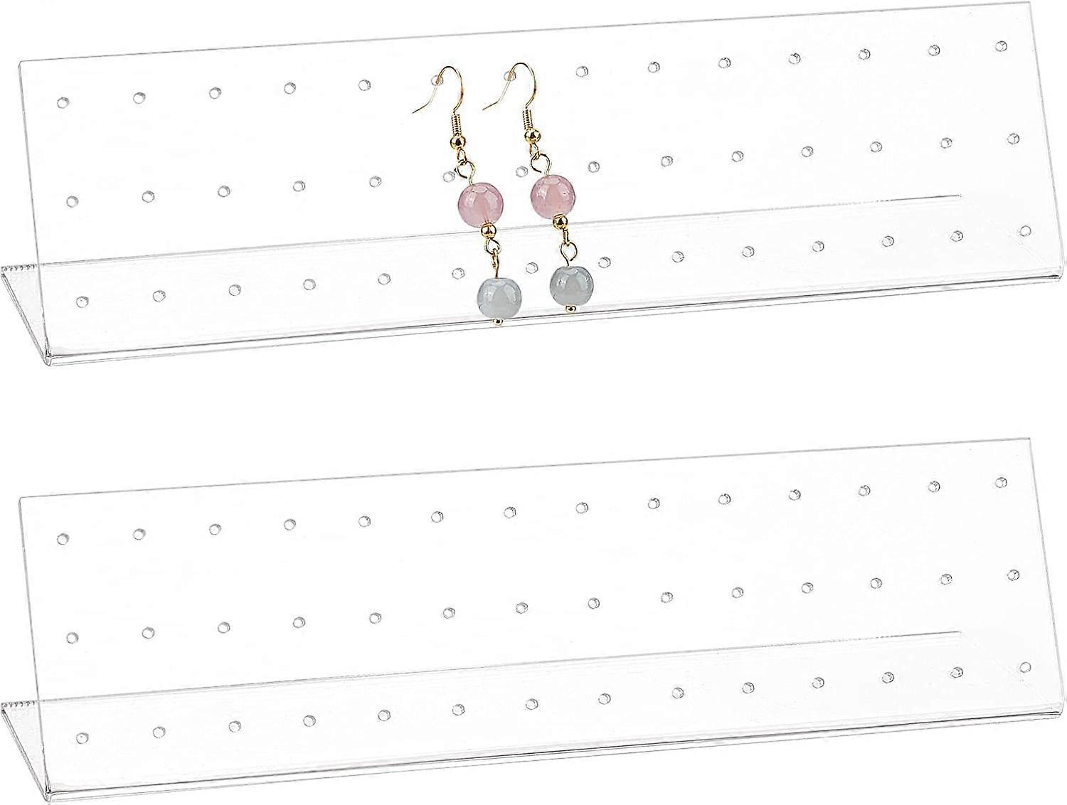 2 Pcs L-Shaped Earring Display Stand 42 Holes Jewelry Organizer Stands Earring Clip on Holders for Retail Show Personal Use Shooting Props 18x5.1x4.7c