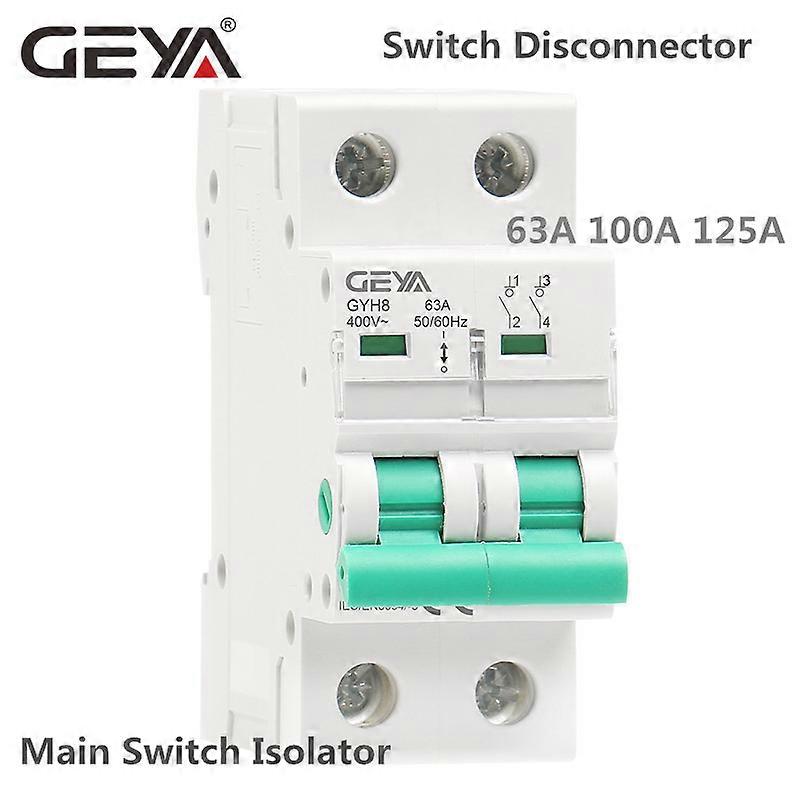 GEYA GYH8 Din Rail 2Pole Main Switch Function Disconnector Switch Isolator Circuit Breaker 400VAC DP Breaker