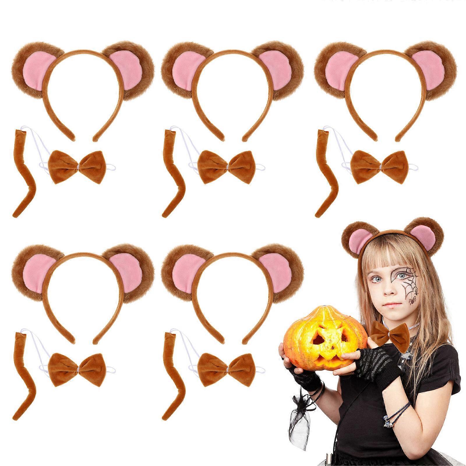 5 ensembles Monkey Design Bandeau Noeud papillon Queue Cosplay Costume Party Accessoires