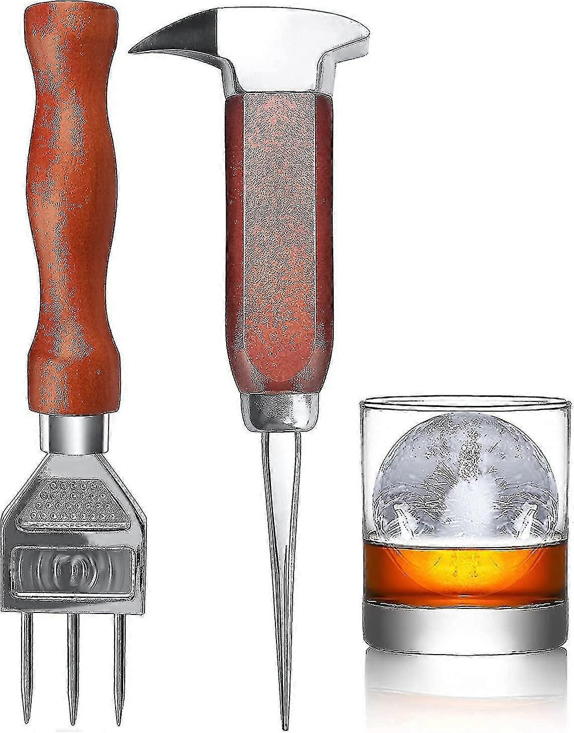 - 7,24 polegadas e 6,8 polegadas triturador de gelo de aço inoxidável com cabo de madeira, triturador de gelo estilo japonês, ótimo para bares e casa, 2 escolhas, -ipck2 Hy