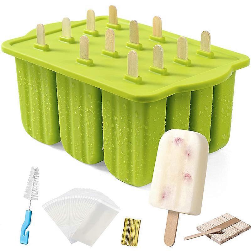 Reusable BPA Free Silicone Popsicle Molds with 50 Wooden Sticks