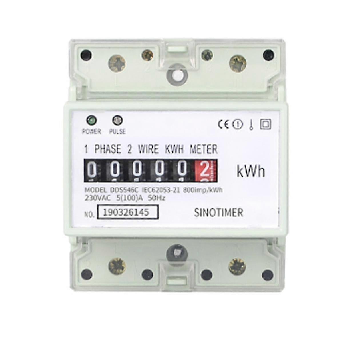 Electric Single Phase Two Wire AC 220V 100A Energy Meter KWh Counter Consumption Analog Electricity - XC