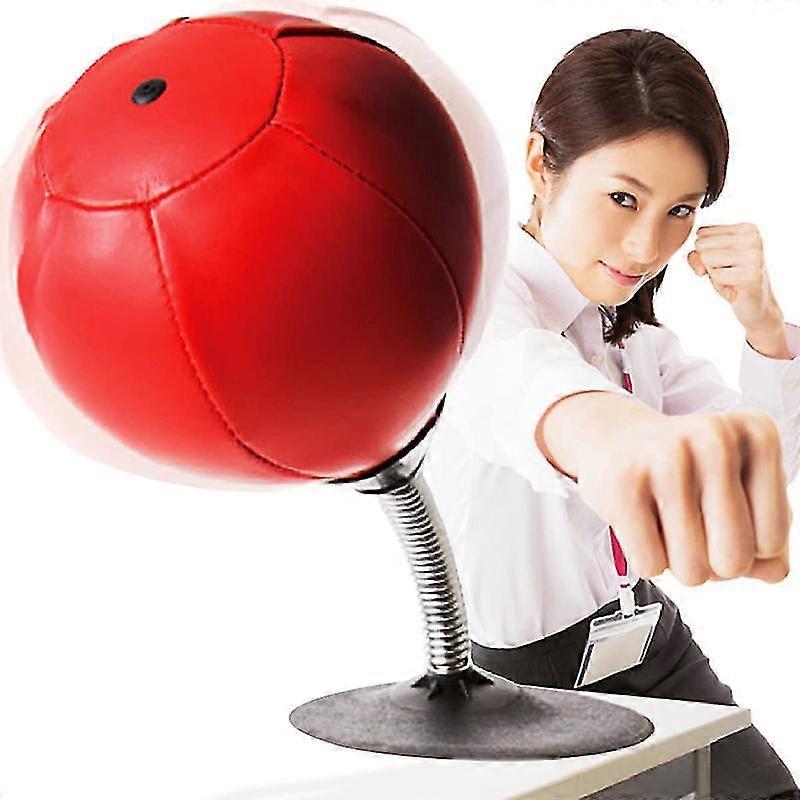 Tikuajgift Sac de frappe de bureau Stress Buster Relief Free Standing Bureau Table Boxing Ball Rouge