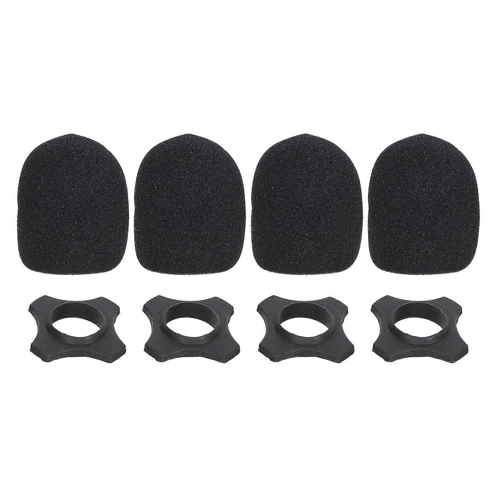 4sets Practical Microphone Sponge Covers with Rubber Non-slip Holder Stand