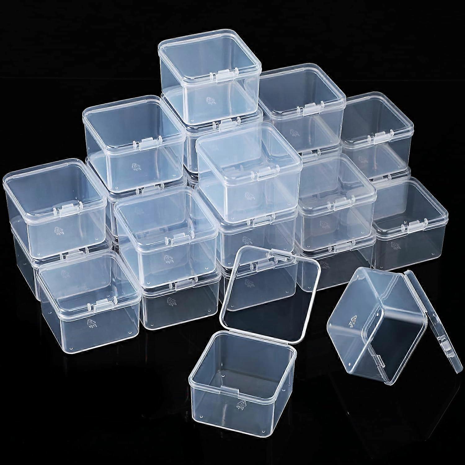 48 Packs Clear Small Plastic Containers Transparent Storage Box with Hinged Lid for Small Items Crafts Jewelry (2.12 x 2.12 x 0.79 Inches)