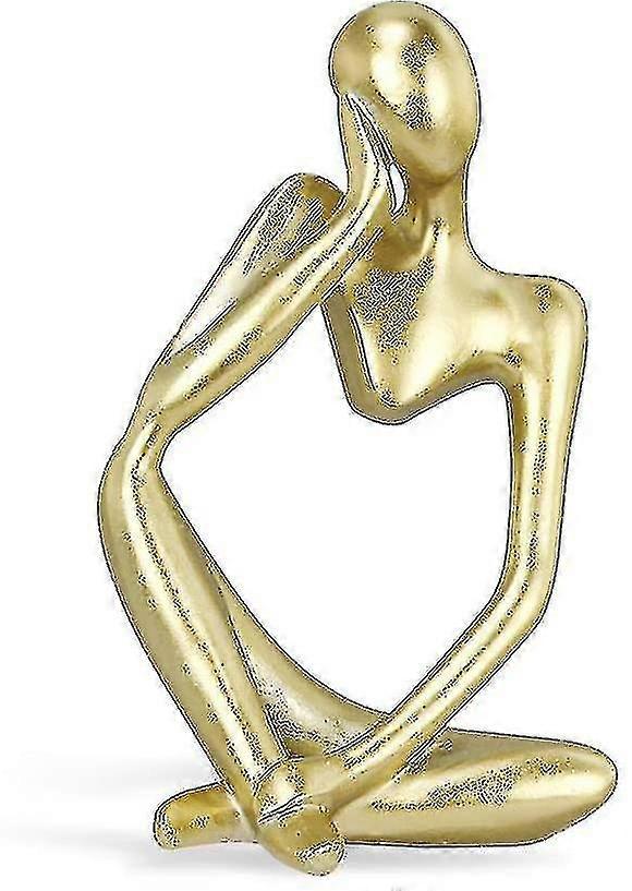 Thinker Statue, Resin Abstract Sculpture, Thinker Man Statue, Collectible Figurines Art (gold, Left)