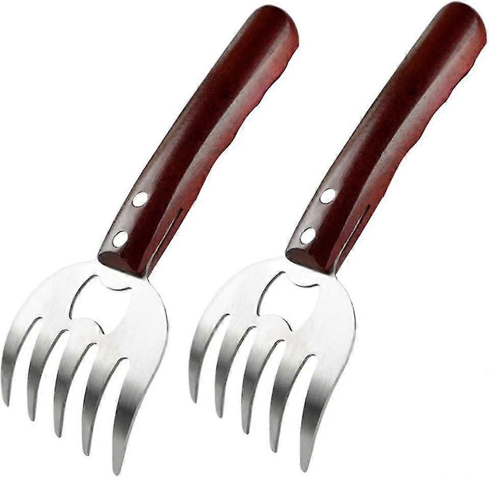 Meat Shredding Grates, BBQ Claw Tools Meat Shredding Claws Stainless Steel Kitchen Fork with Red Handle 2pcs