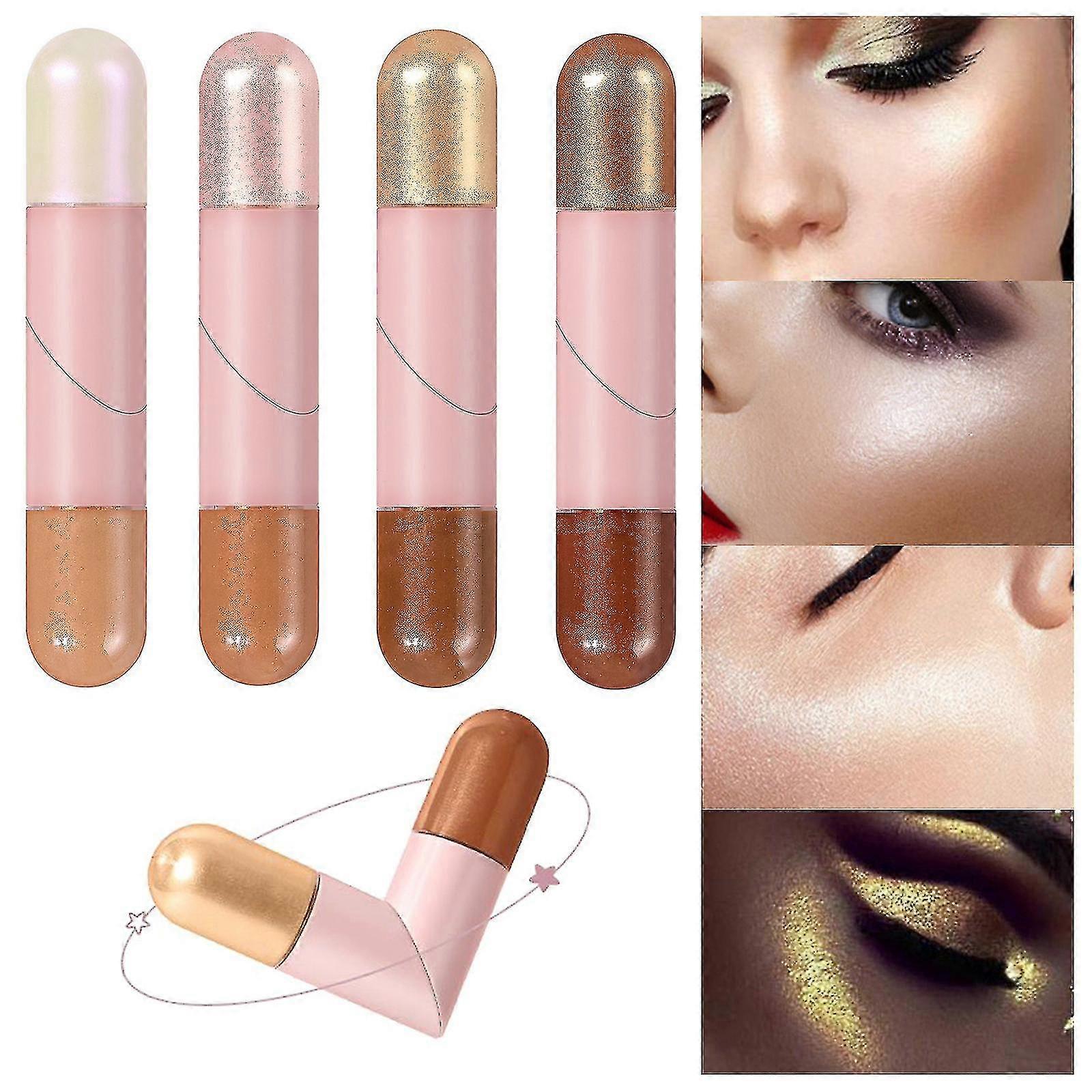 2 Color Dual End Contour Stick.highlight & Contour Bronzer Stick. Waterproof & Long Lasting Liquid Highlighter Makeup. Lightweight Blendable Super Sil