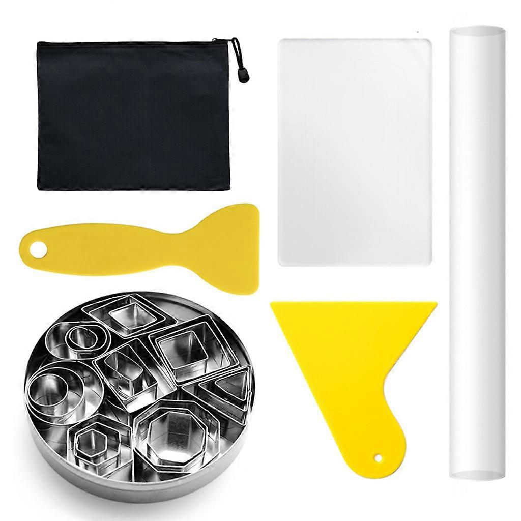 28 stk rustfritt stål stansekutter bakeform akryl leire rulleskraper sett for leire keramikk håndverk