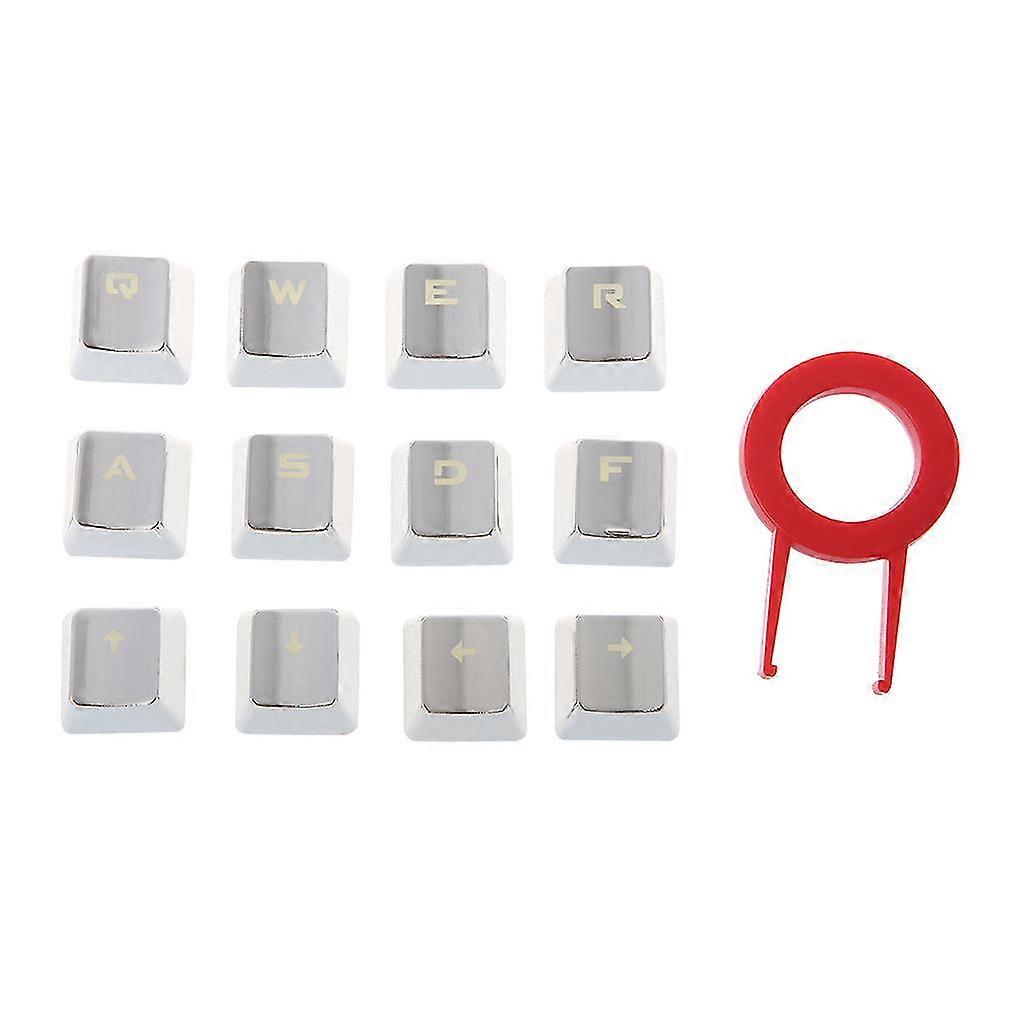12 Keycaps Metal Coating Pbt Diy With Keycap Puller For Mechanical Keyboard