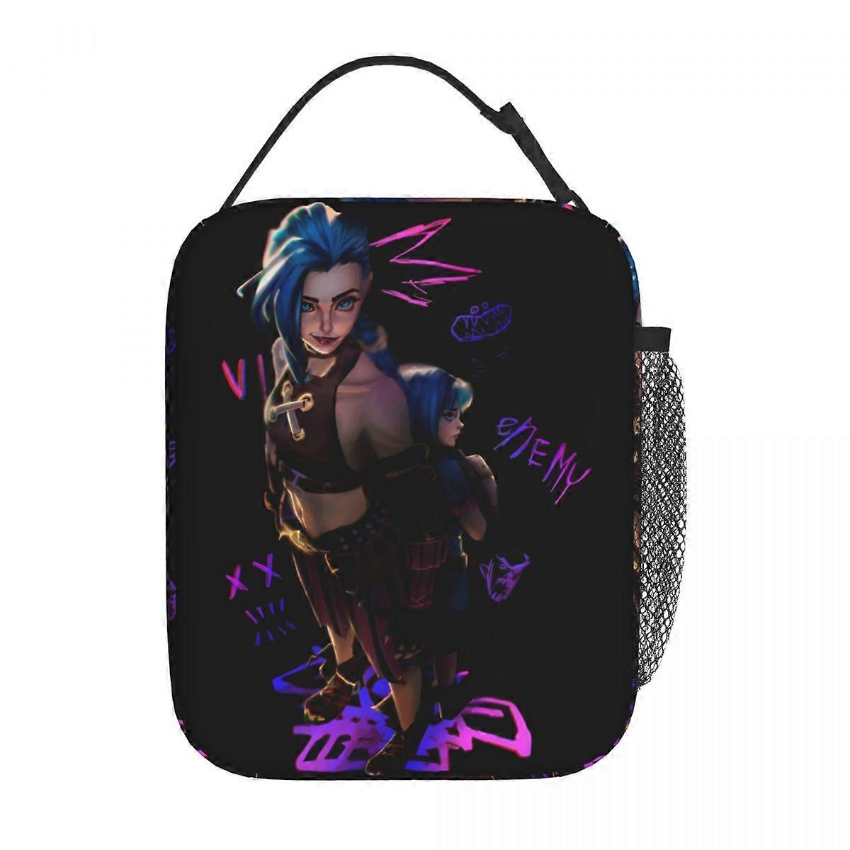 Arcane League Jinx Anime Izolowane torby na lunch Pojemnik na posiłki o dużej pojemności Torba chłodząca Tote Lunch Box Plaża Piknik Dziewczyna Chłopiec