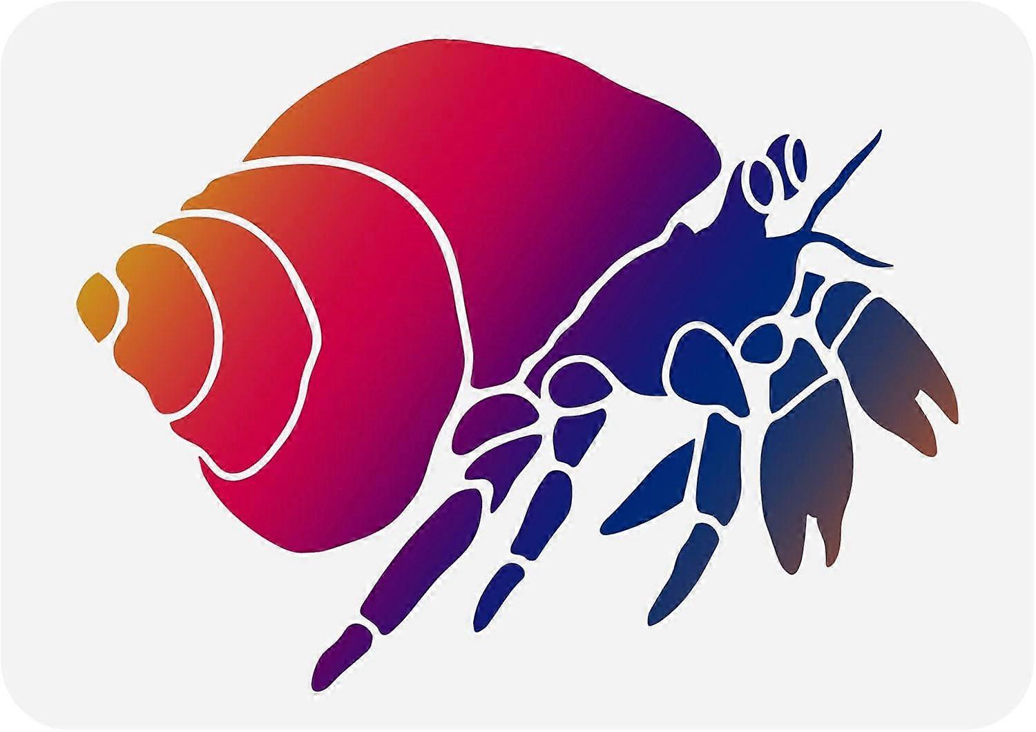 Hermit Crab Stencil 8.3x11.7inch Reusable Marine Life Hermit Crab Drawing Template DIY Beach House Decor Summer Ocean Theme Stencil for Painting on Wa