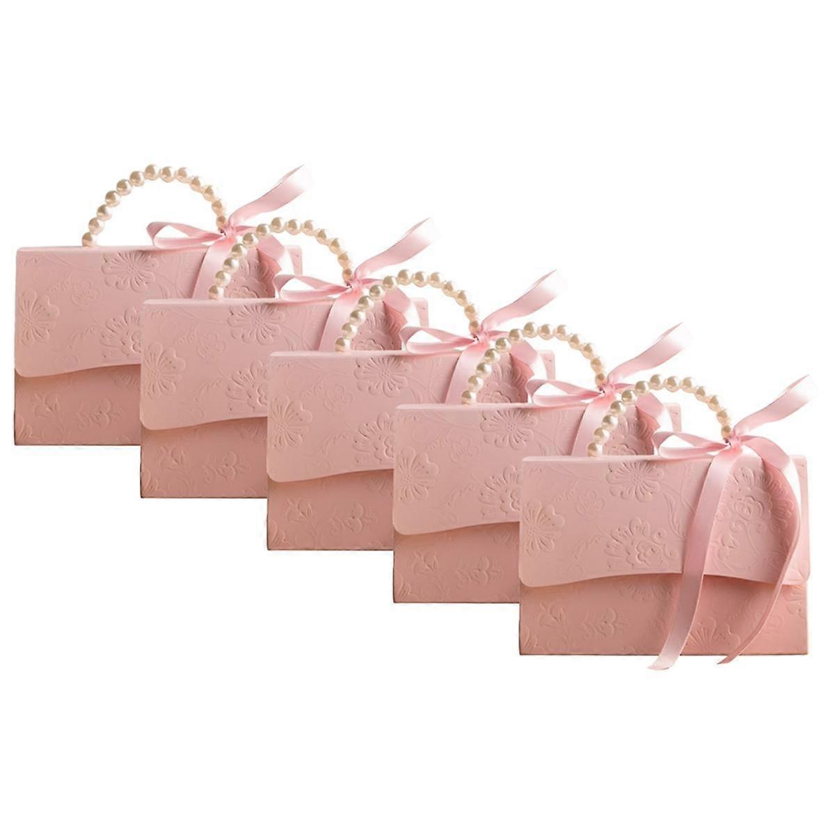 Stylish Embossed Gift Box, with Satin Ribbon and Pearl Handle, Valentine'S Day Gift Box A