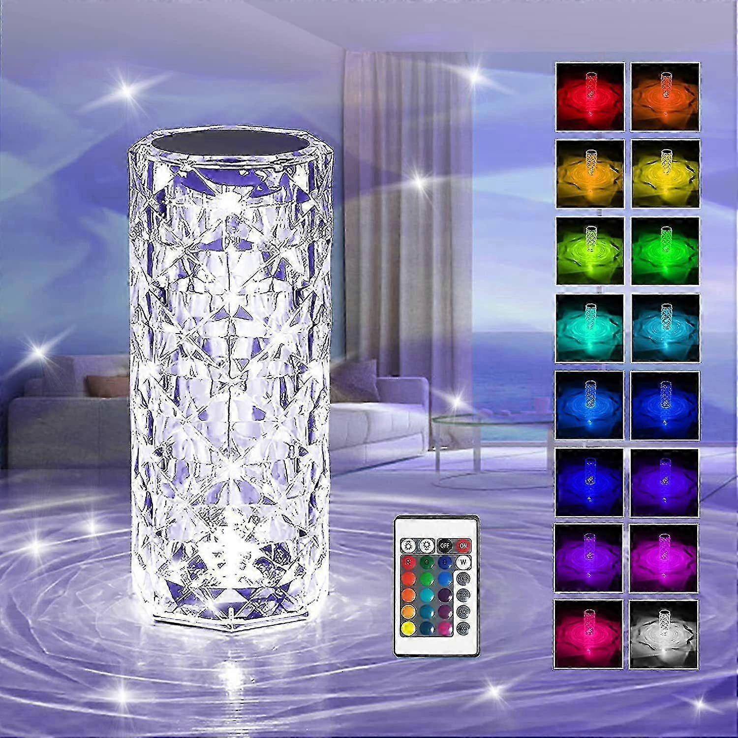 Led Crystal Table Lamp Diamond Rose Bar Night Light Touch Atmosphere Bedside Lamp