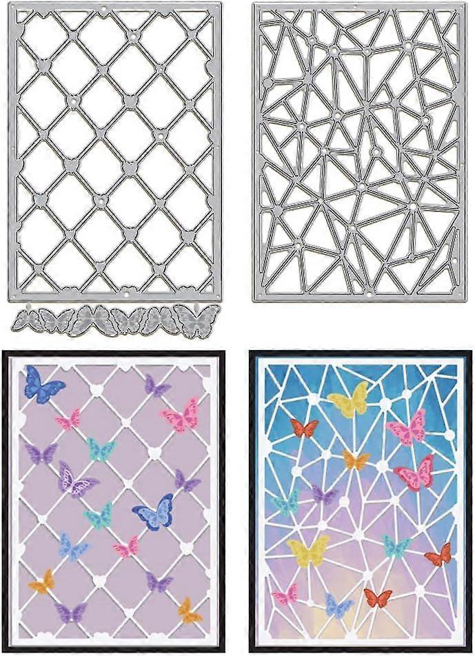 2Set Line Background Cutting Dies for Card Making Rectangular Triangle Background Die Cuts Carbon Steel Embossing Stencils Template for DIY Scrapbooki