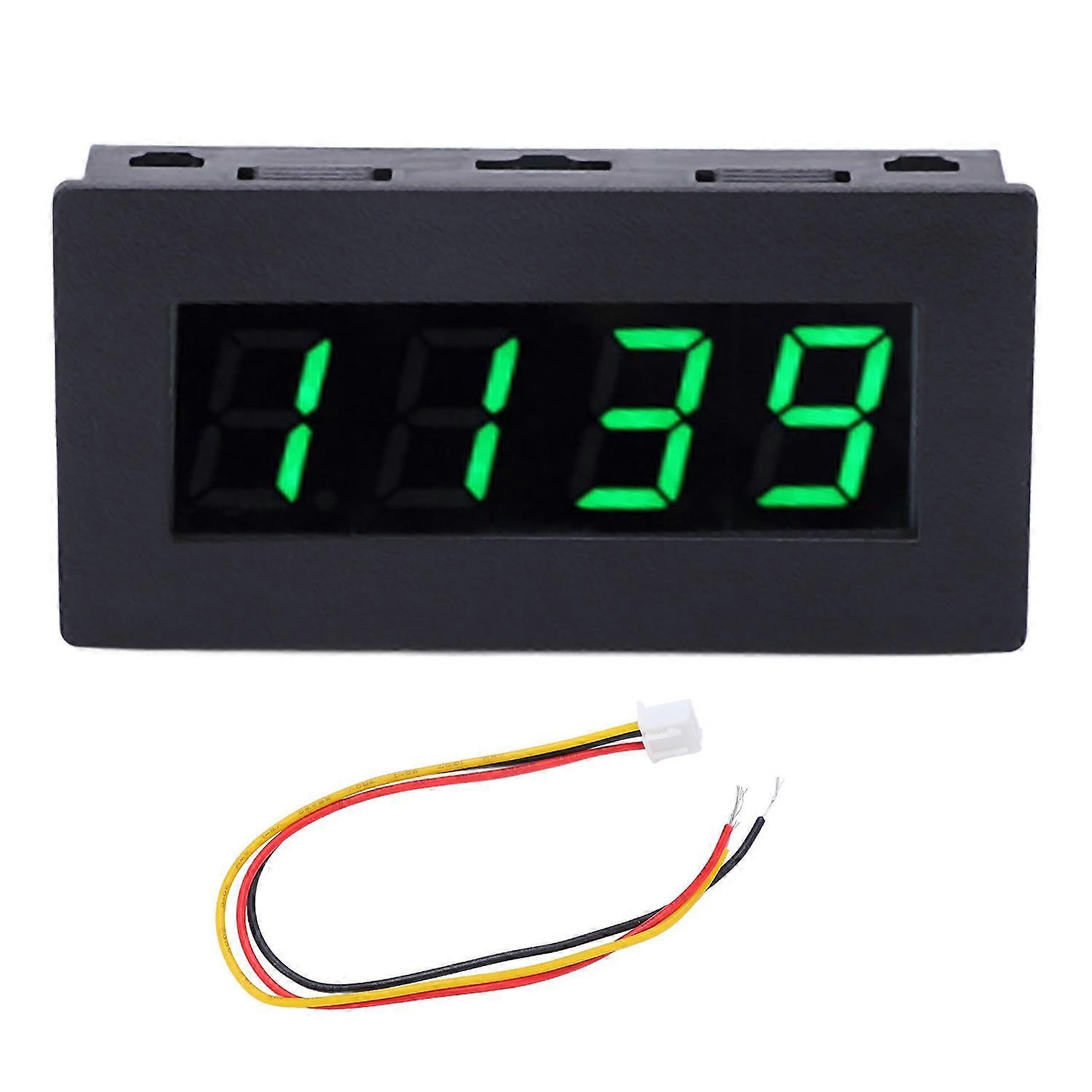 4 Digit LED Display Tachometer Multifunctional RPM Rotation Speed Tester with Cable DC 8‑15V Green B