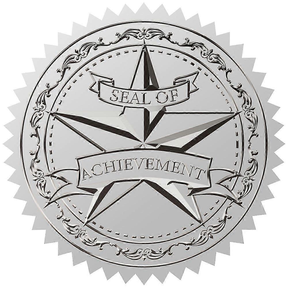 Custom Round Silver Foil Embossed Picture Stickers Self Adhesive Award Certificate Seals Metallic Stamp Seal Stickers Star 5cm 25sheet/set 4pcs/sheet.