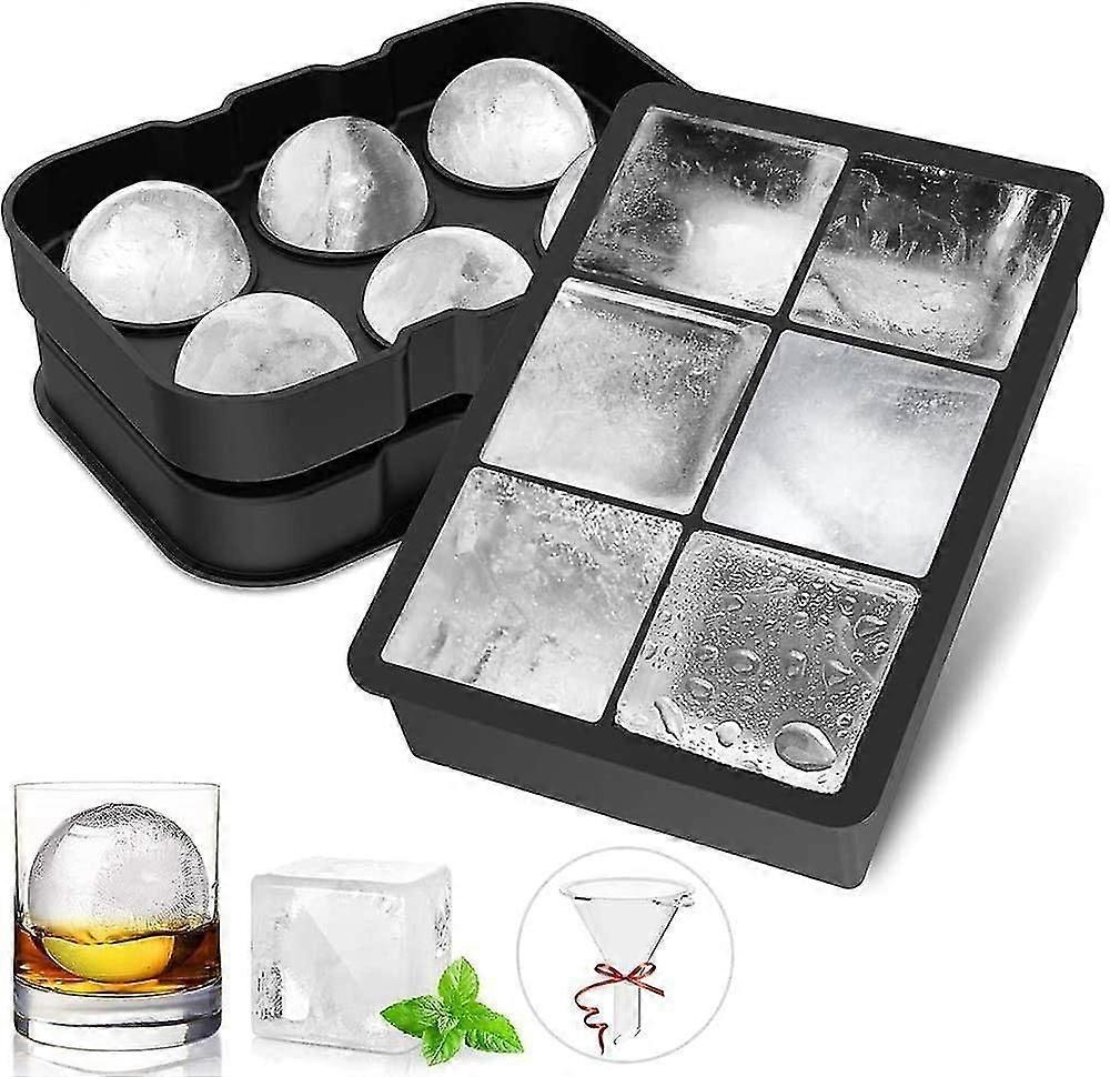 Ice Cube Tray, 45 Mm, Ice Ball Mold, 48 Mm, 6-compartment Silicone Ice Cube Tray, Bpa (bisphenol A)-free, For Whisky, Cotails, Juice, Chocolate, Swe,2
