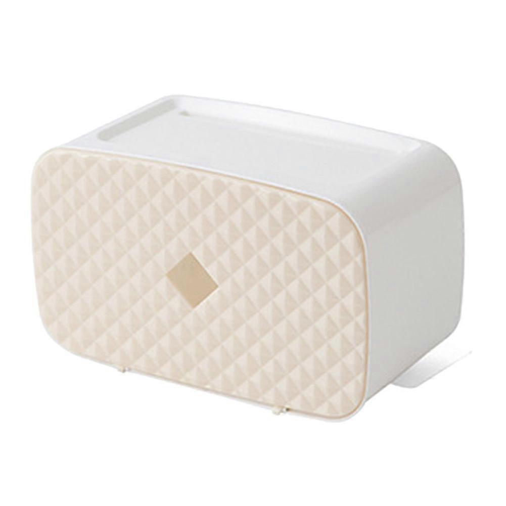 Bathroom, bedroom, bedside table wall mounted tissue box with drawer (apricot)